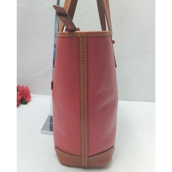 Dooney & Bourke Red Pebbled Leather Double Handles Tote Shoulder Bag - Picture 6 of 16